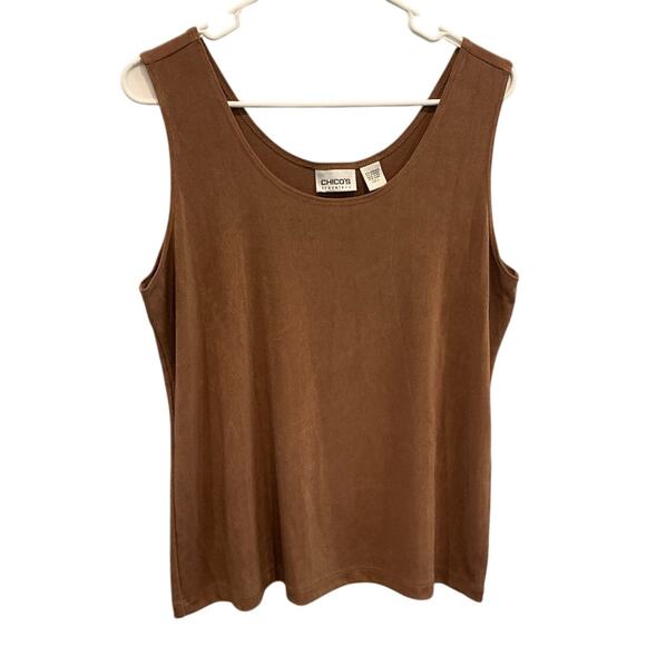 Vintage Chicos Travelers Womens Tank Size XL 3 Tan Airplane Office Classic Boho - Picture 1 of 5